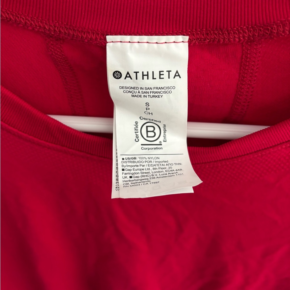 Athleta Momentum Seamless Long Sleeve Workout Top Red Running Yoga - Picture 4 of 5